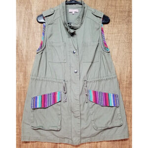 Harper Olive Green Army Boho Cargo Vest Womans Size M Gorpcore Outdoor Military